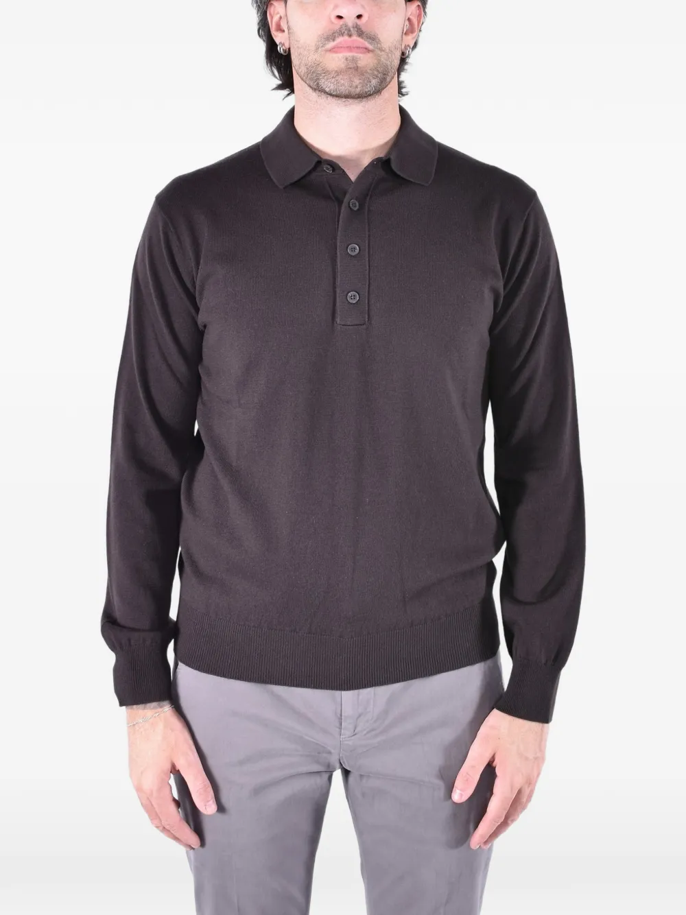 Kangra long-sleeve polo shirt - Marrone