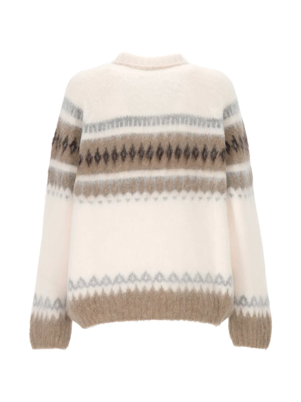 Gran Sasso Fair Isle knit collar sweater Beige