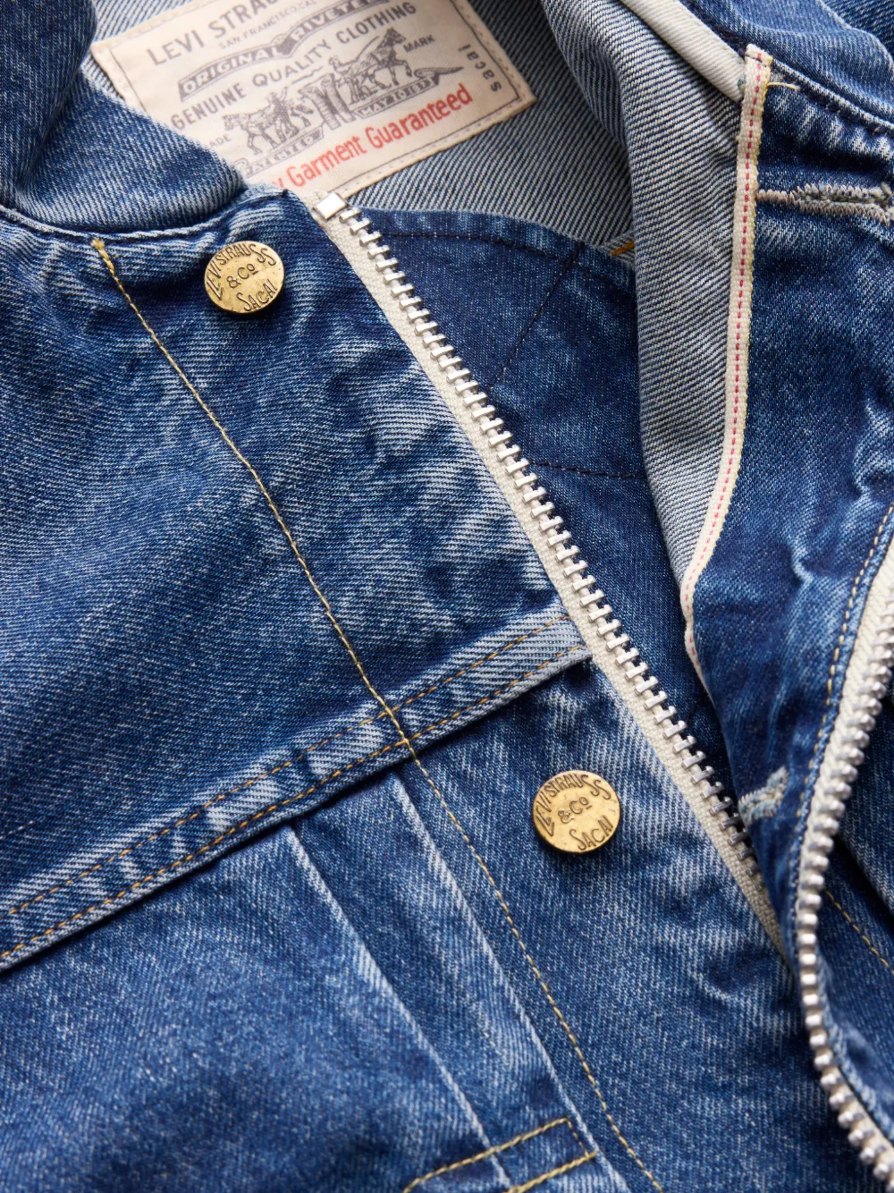 sacai x Levi´s zip-up denim jacket Blauw