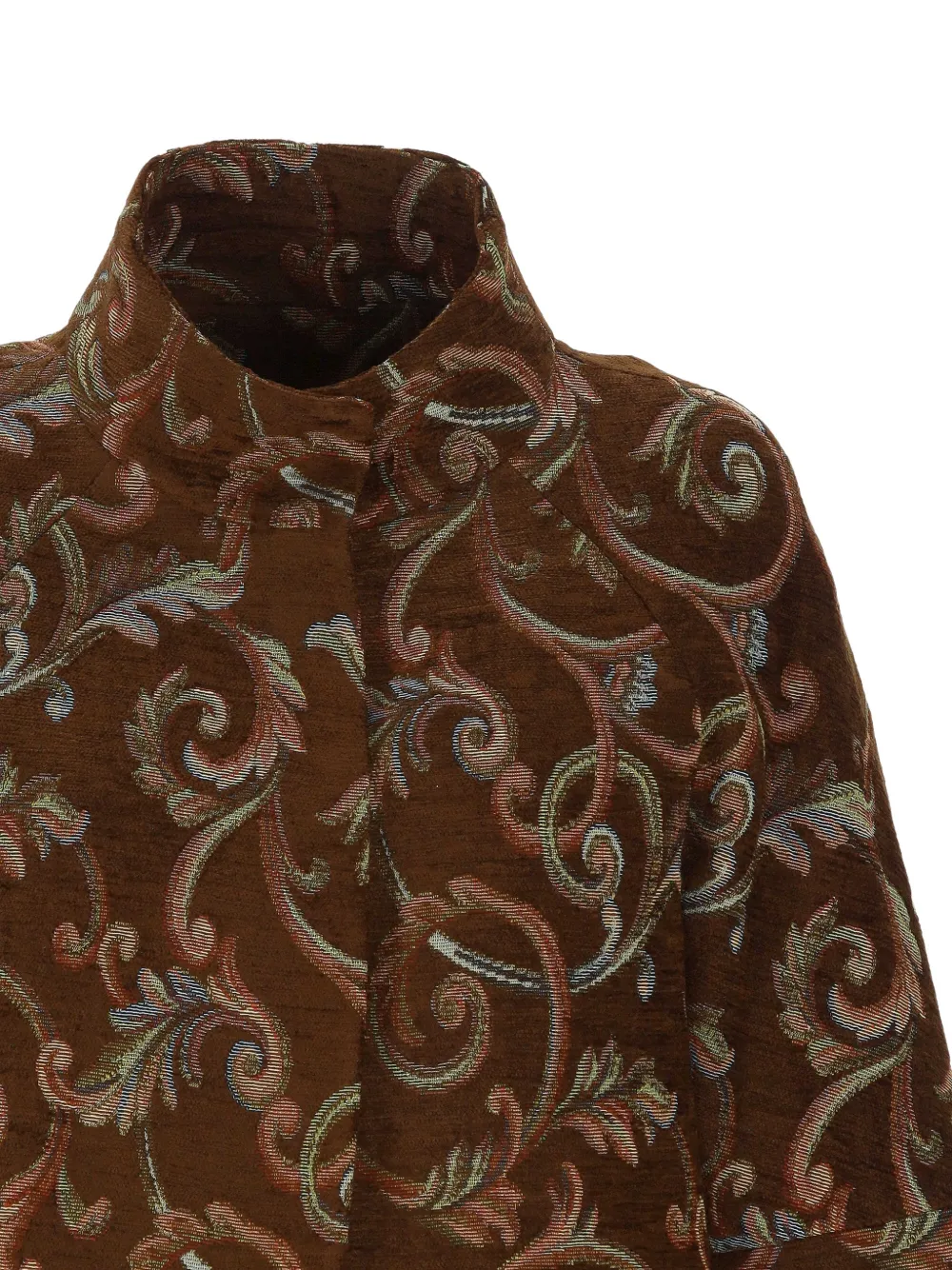 Chiara Ferragni damask-patterned raglan-sleeve coat Bruin