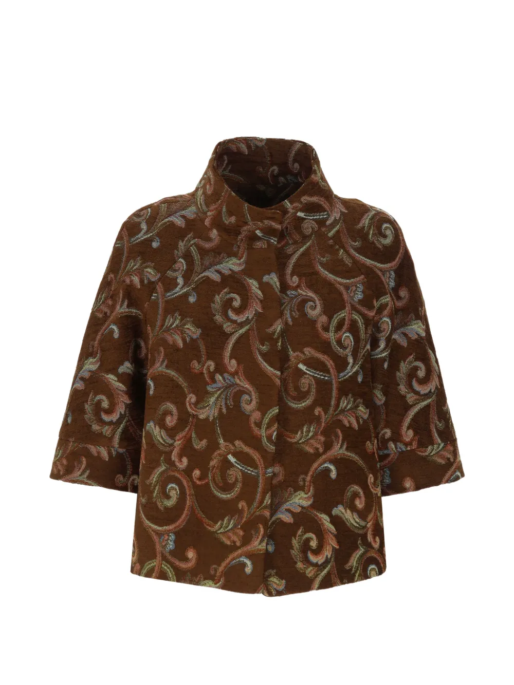 Chiara Ferragni damask-patterned raglan-sleeve coat Bruin