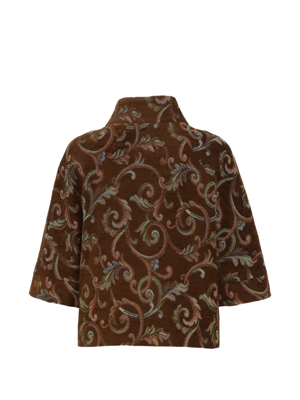 Chiara Ferragni damask-patterned raglan-sleeve coat Bruin