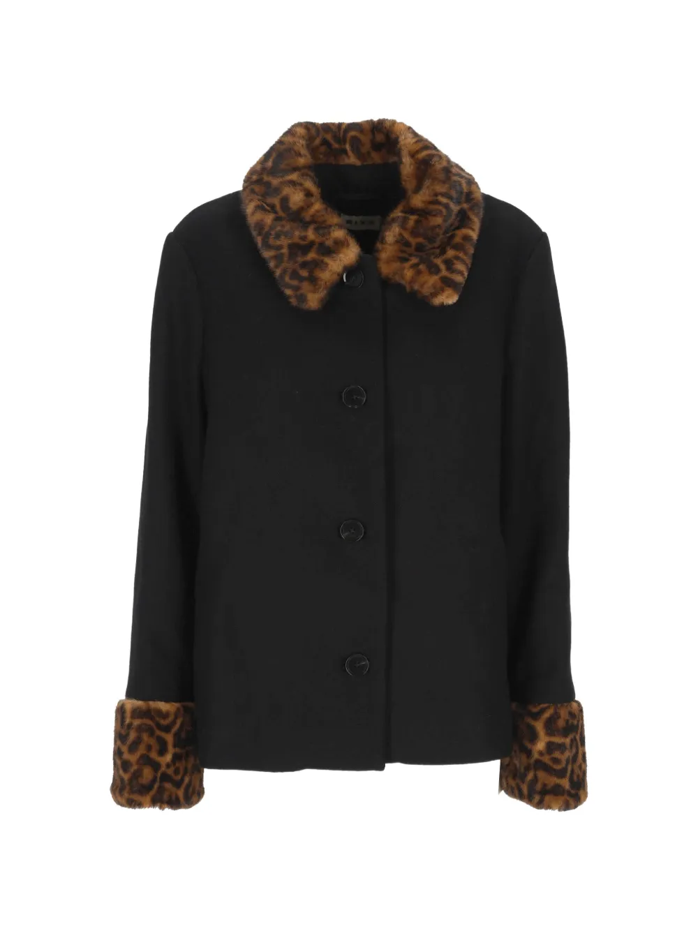 Rixo Aldith leopard-trim jacket - Schwarz