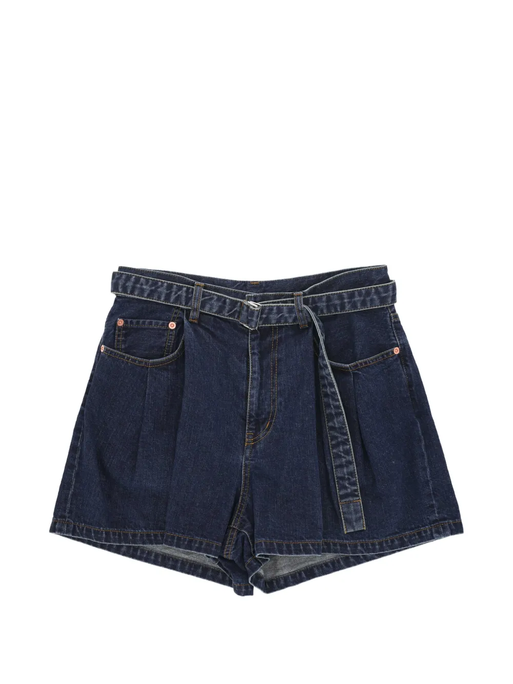 sacai belted pleated shorts - Blau
