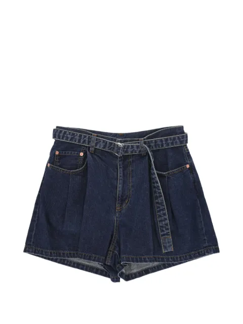 sacai belted pleated shorts