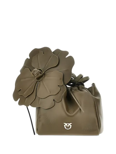 PINKO floral-appliqué leather bucket bag