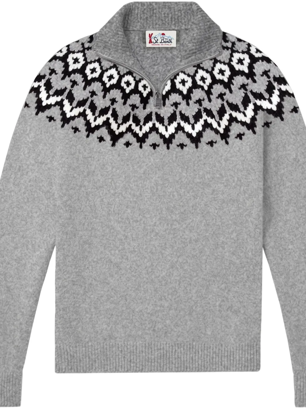 MC2 Saint Barth Fair Isle half-zip sweater Grijs