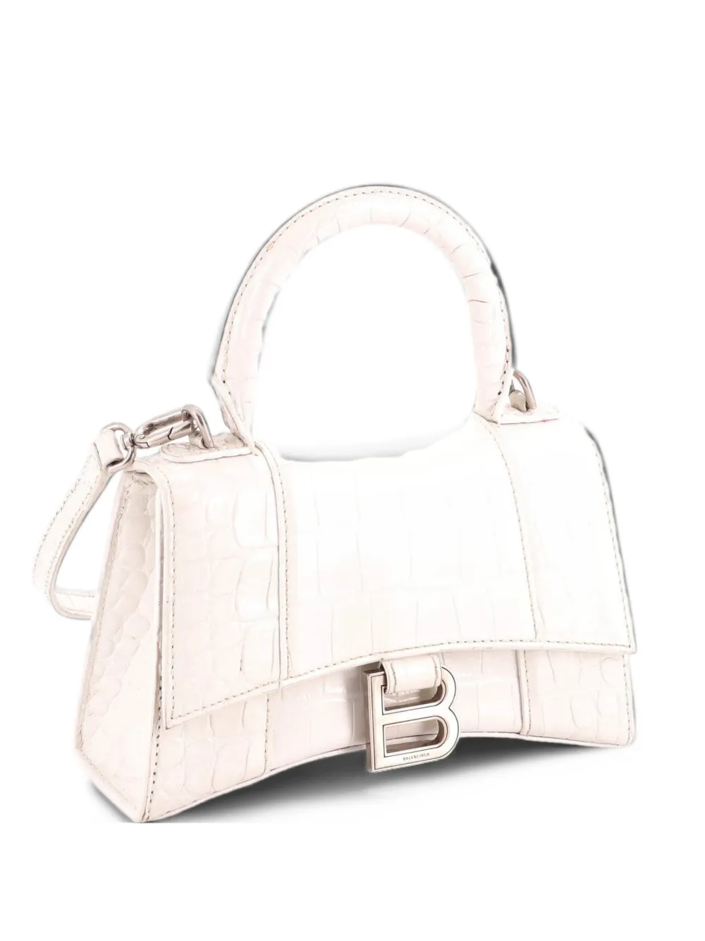 Balenciaga Pre-Owned Hourglass Top Handle Bag Crocodile Embossed Leather XS satchel - Weiß