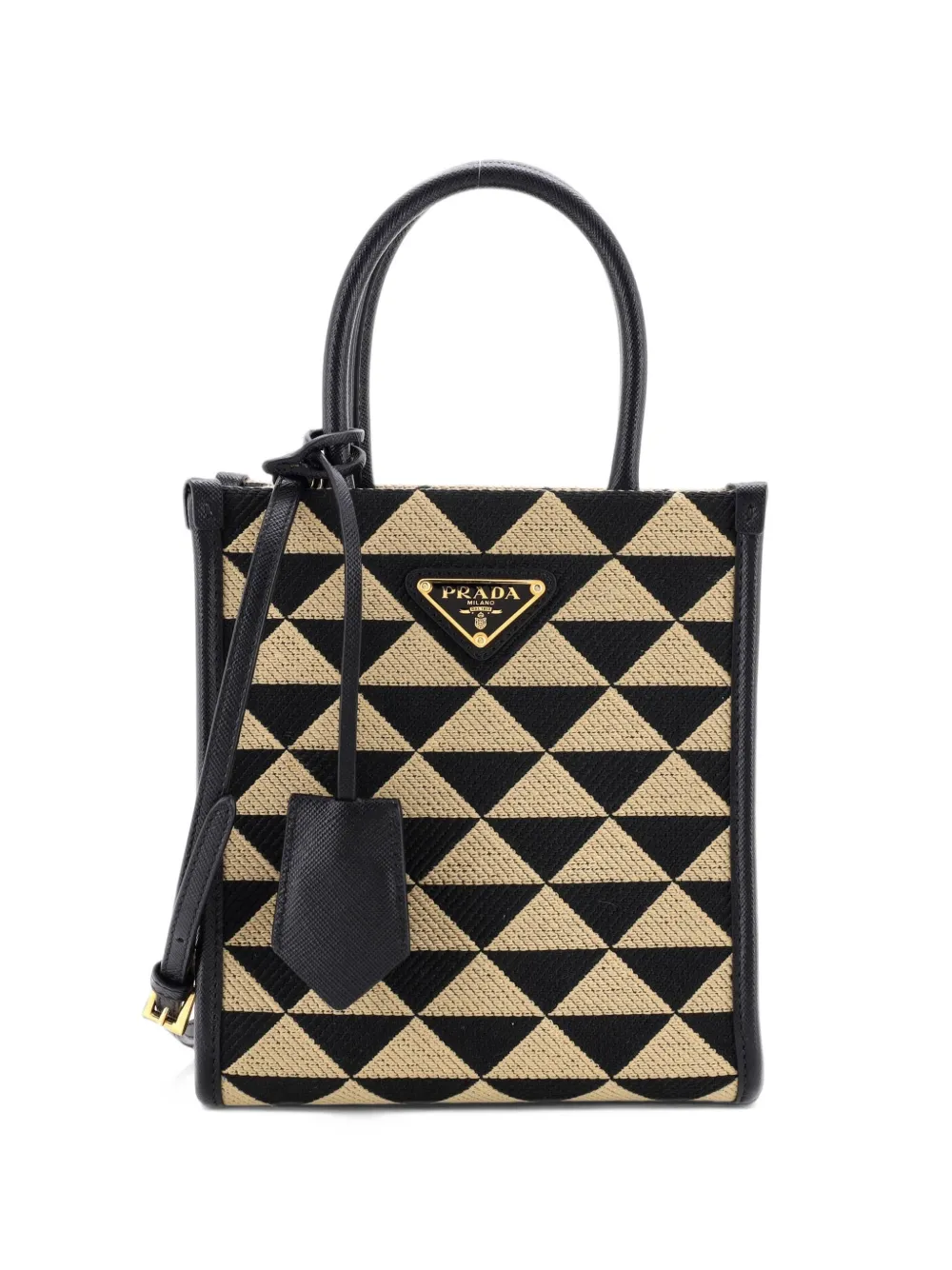 Prada Pre-Owned Symbole Shopper Tote Jacquard Mini crossbody bag - Nero