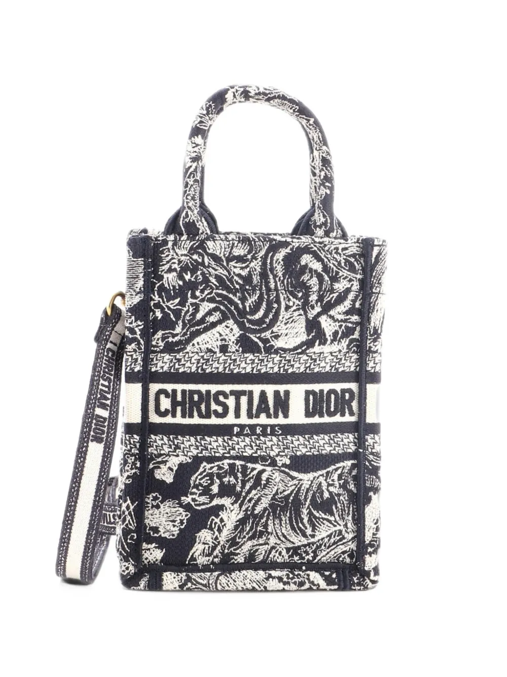 Christian Dior Pre-Owned Book Tote Phone Bag Embroidered Canvas Mini crossbody bag - Blau