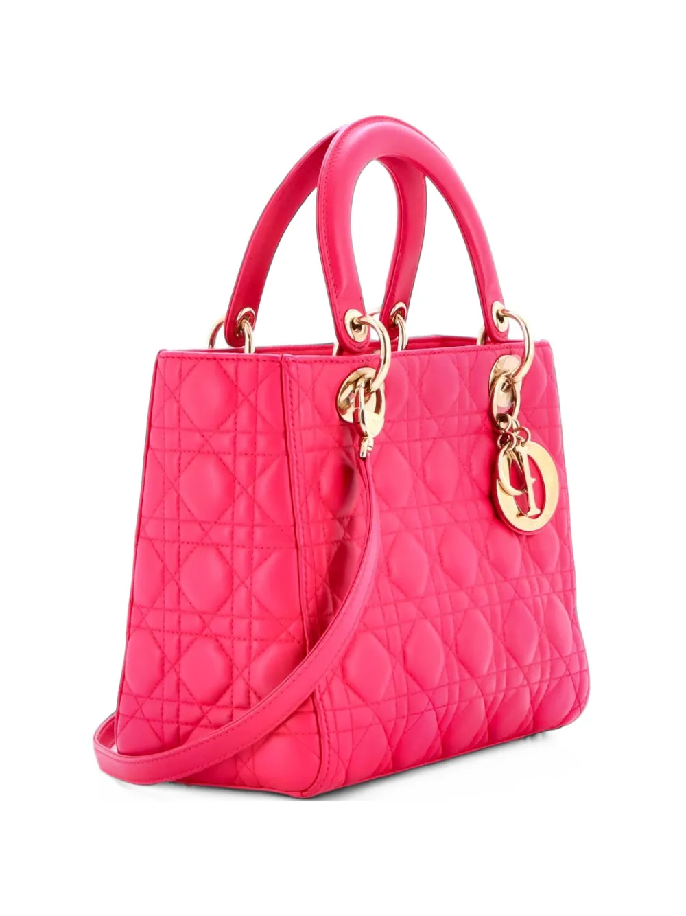 Christian Dior Pre-Owned Lady Dior Bag Cannage Quilt Lambskin Medium satchel - Rosa