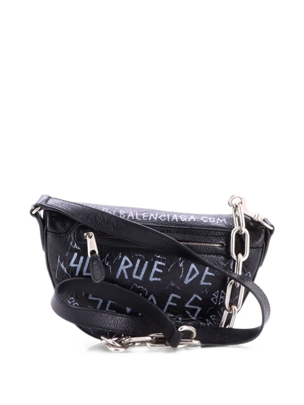 Balenciaga Pre-Owned Graffiti Souvenir Leather XXS belt bag in Black