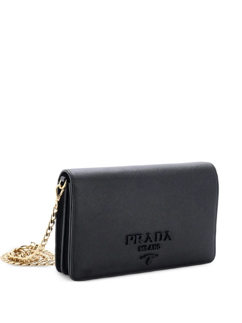 Prada Pre-Owned Monochrome Wallet on Chain Saffiano Leather Mini crossbody bag - Black