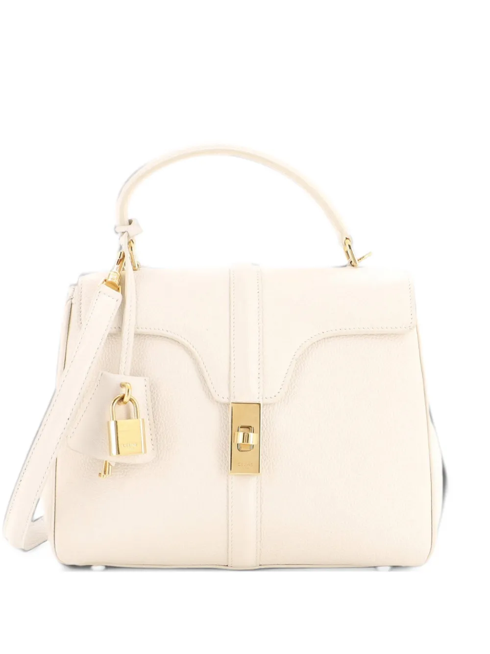 Celine Pre-Owned 16 Top Handle Bag Grained Calfskin Small satchel - White