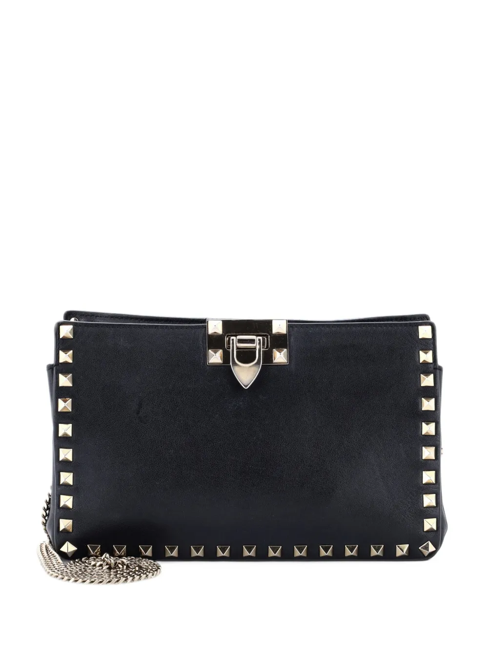 Valentino Garavani Pre-Owned Rockstud Flip Lock Chain Crossbody Leather Small clutch bag - Schwarz