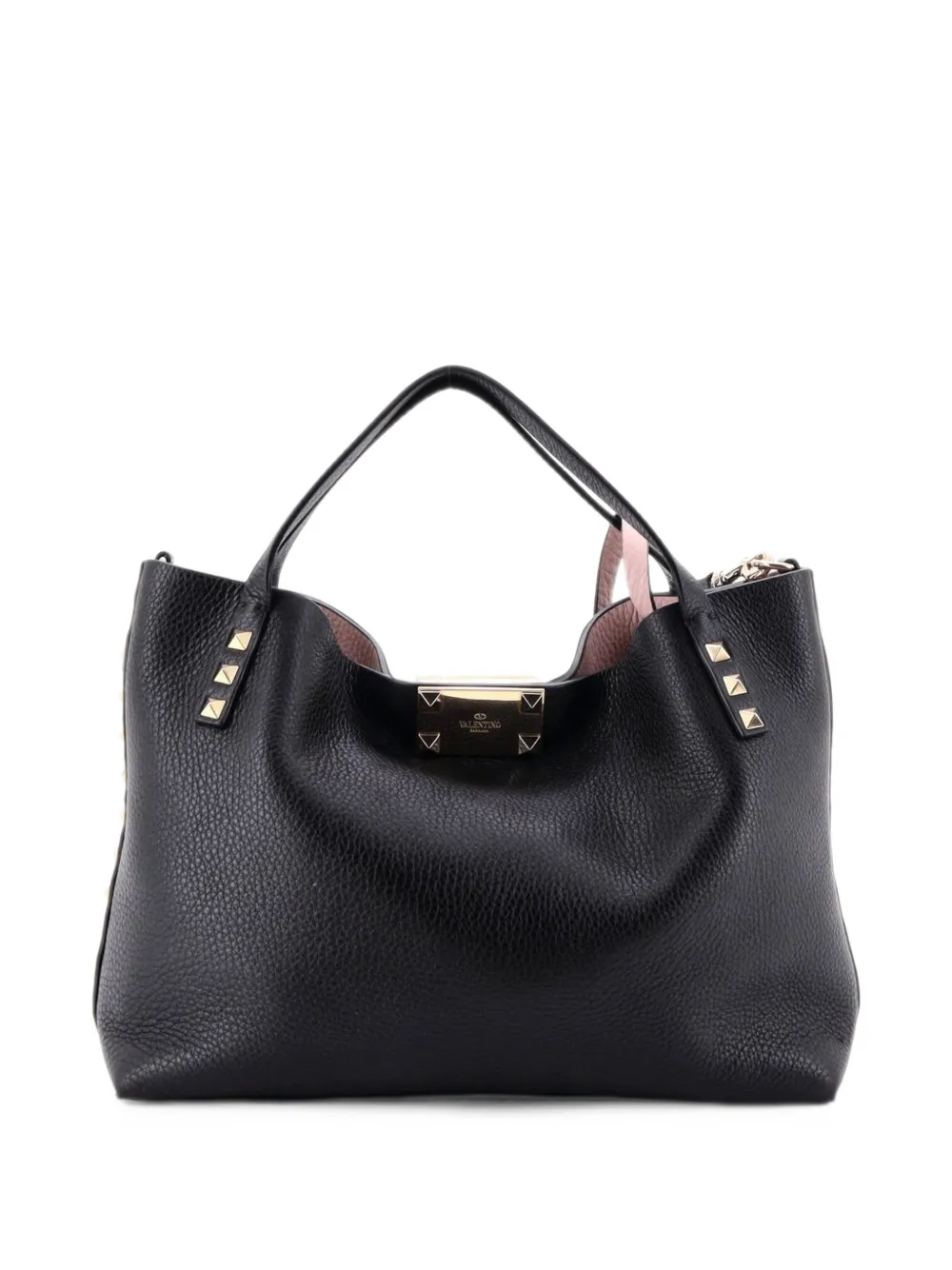 Valentino Garavani Pre-Owned Mittelgroßer Rockstud Flip Lock Tote Bag - Schwarz