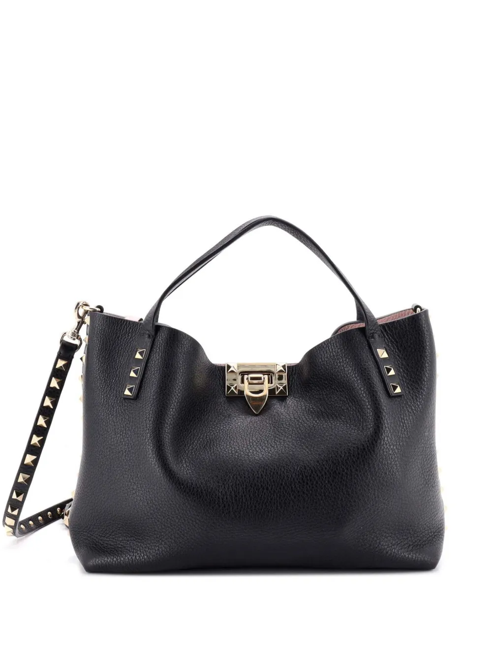 Valentino Garavani Pre-Owned Rockstud Convertible Flip Lock Leather Small tote bag - Nero
