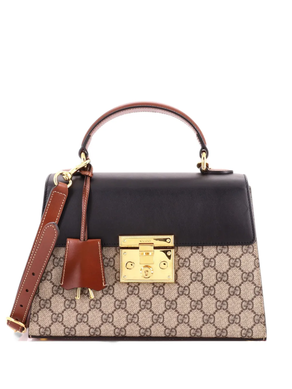 Gucci Pre-Owned Padlock Top Handle Bag GG Coated Canvas and Leather Small satchel - Braun
