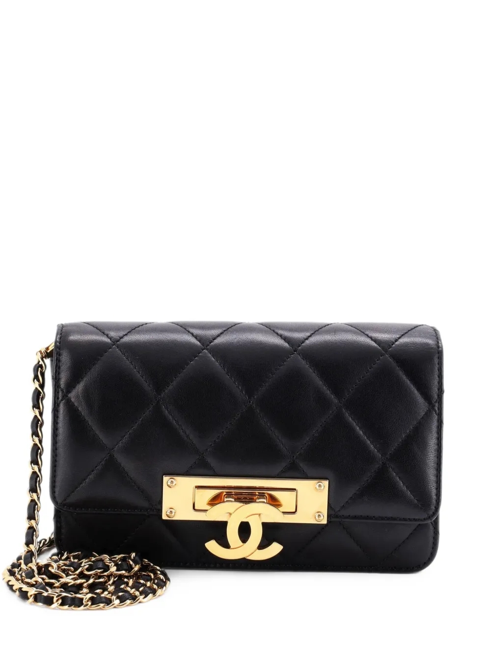 CHANEL Pre-Owned Golden Class Wallet on Chain Quilted Lambskin crossbody bag - Black