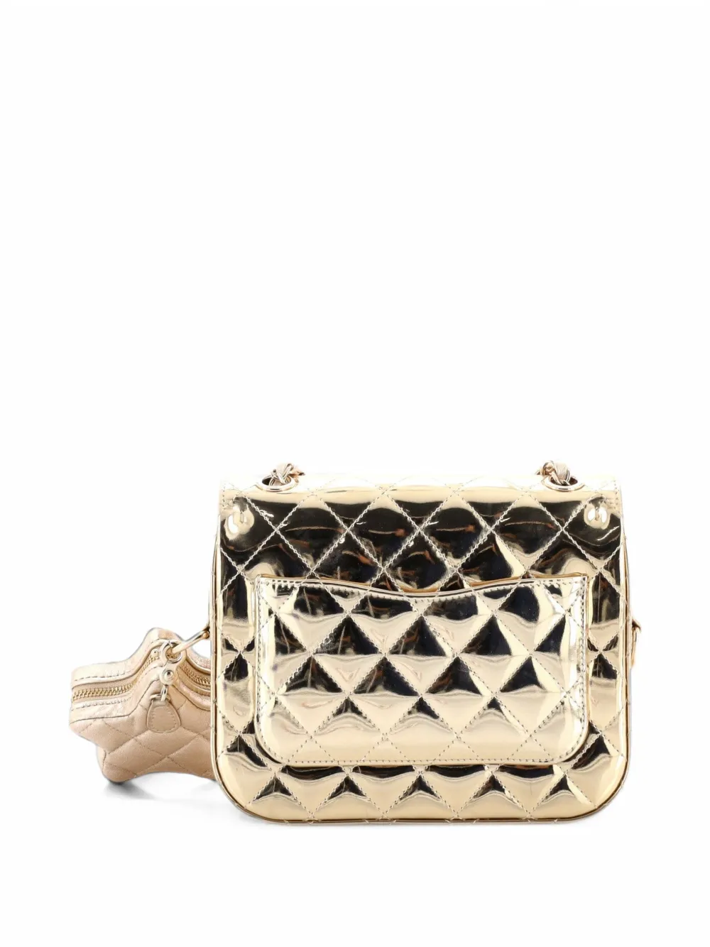 CHANEL Pre-Owned Hollywood Boulevard Flap Bag with Star Coin Purse Quilted Metallic Leather Mini shoulder bag - Gold