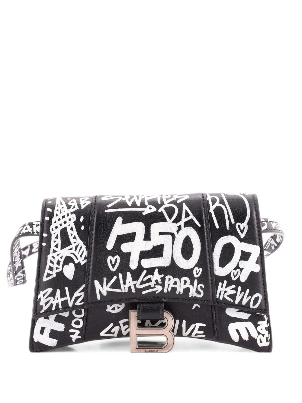 Balenciaga Pre-Owned Hourglass Printed Leather XS belt bag - Schwarz