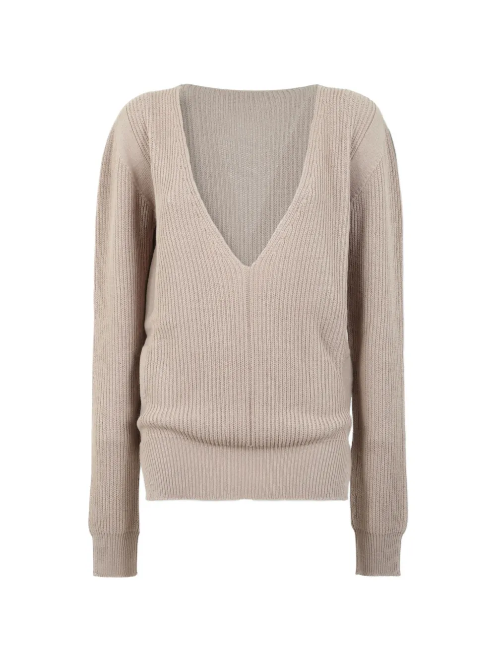 Rick Owens ribbed-knit V-neck sweater - Toni neutri