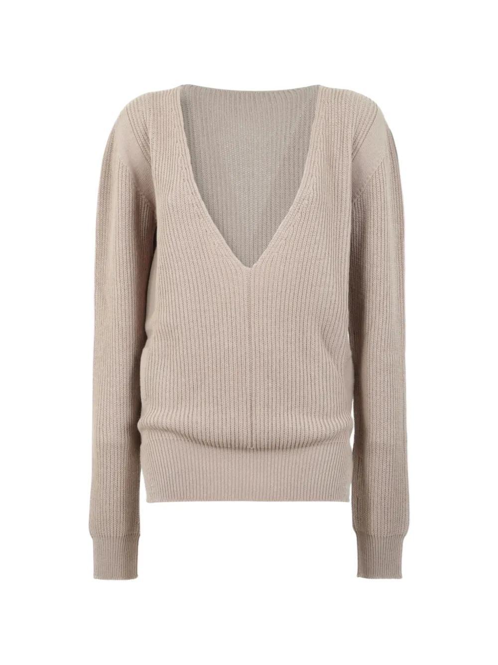 Rick Owens ribbed-knit V-neck sweater - Toni neutri