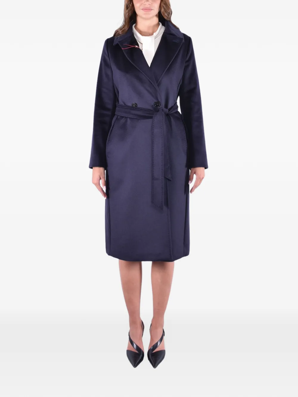 Max Mara double-breasted belted coat Blauw