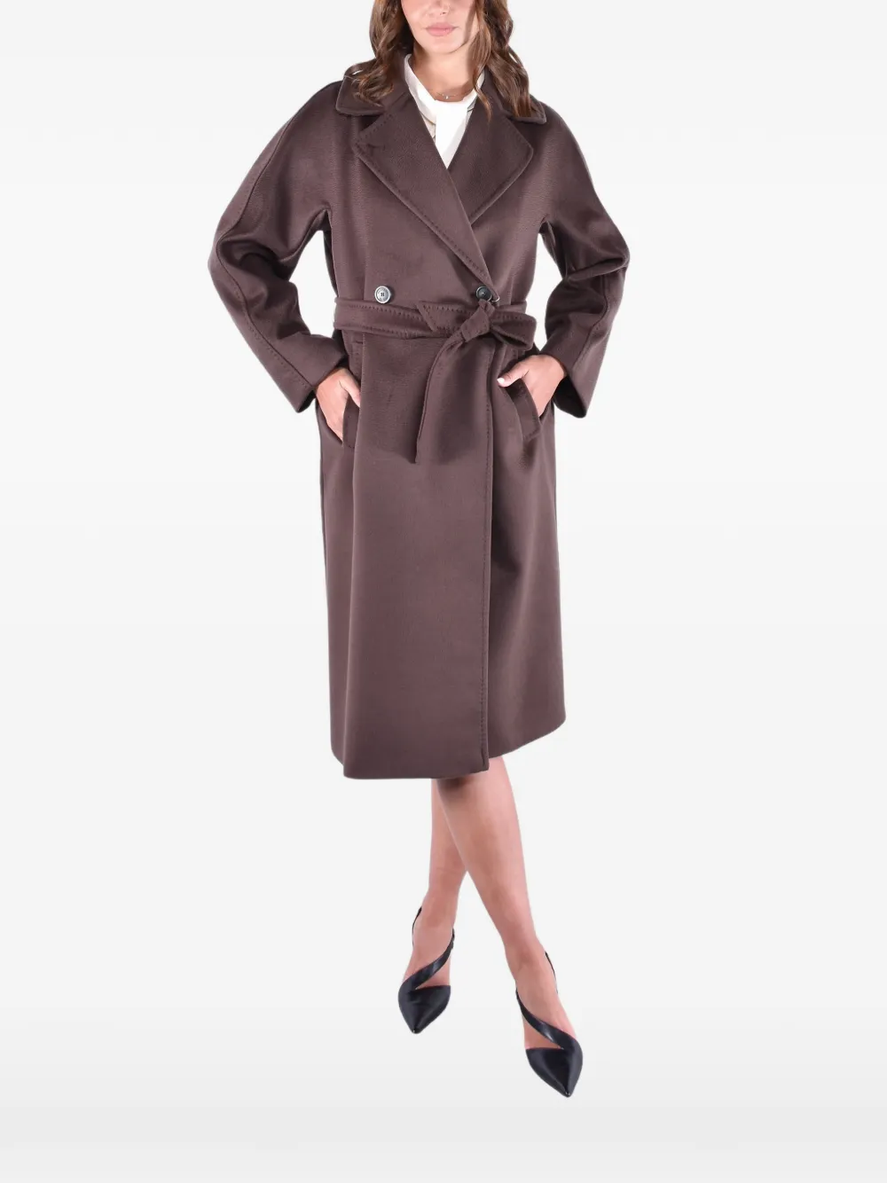 Weekend Max Mara belted kimono-sleeve coat - Brown