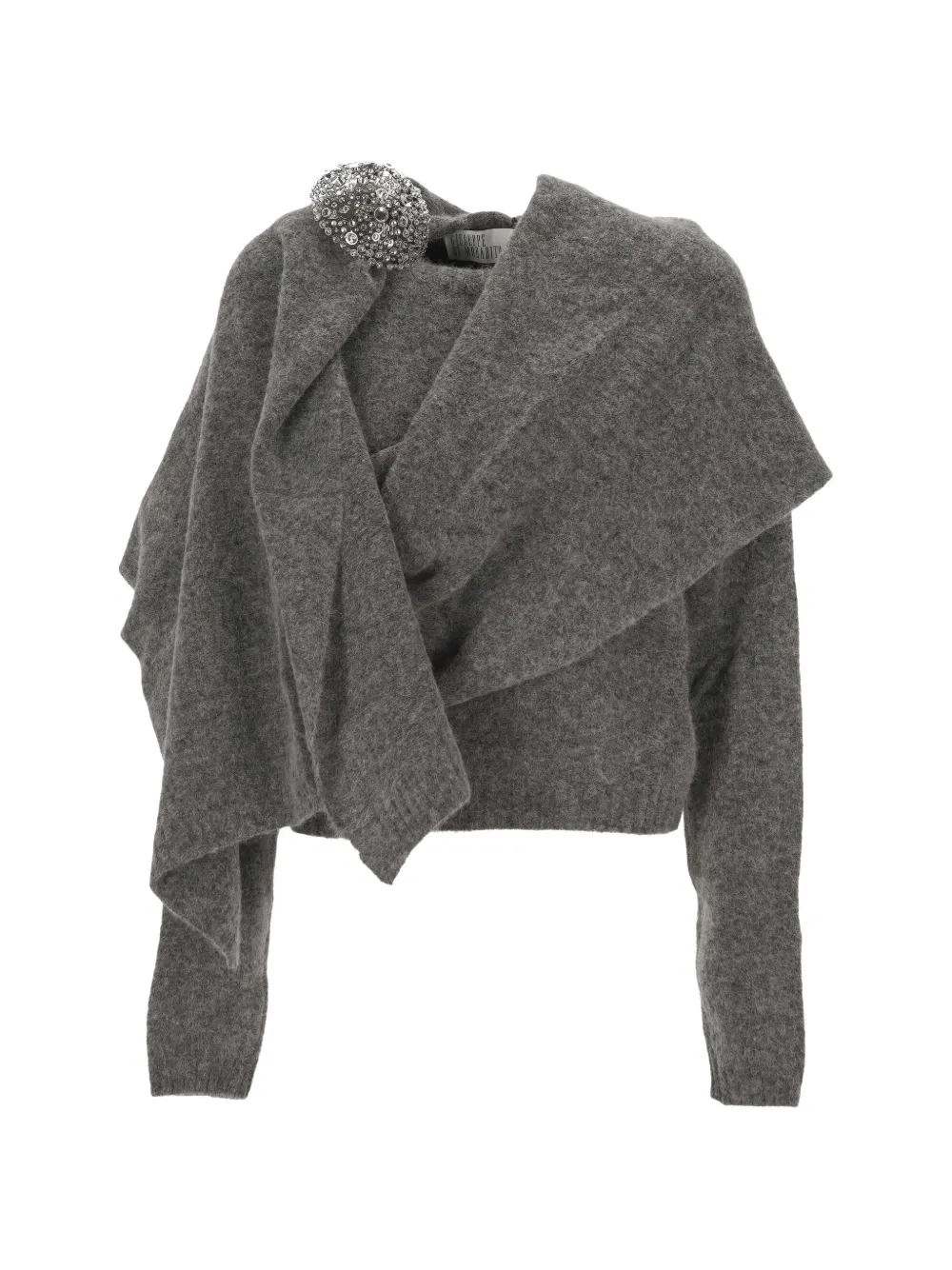 Giuseppe Di Morabito crystal-embellished draped sweater Grijs