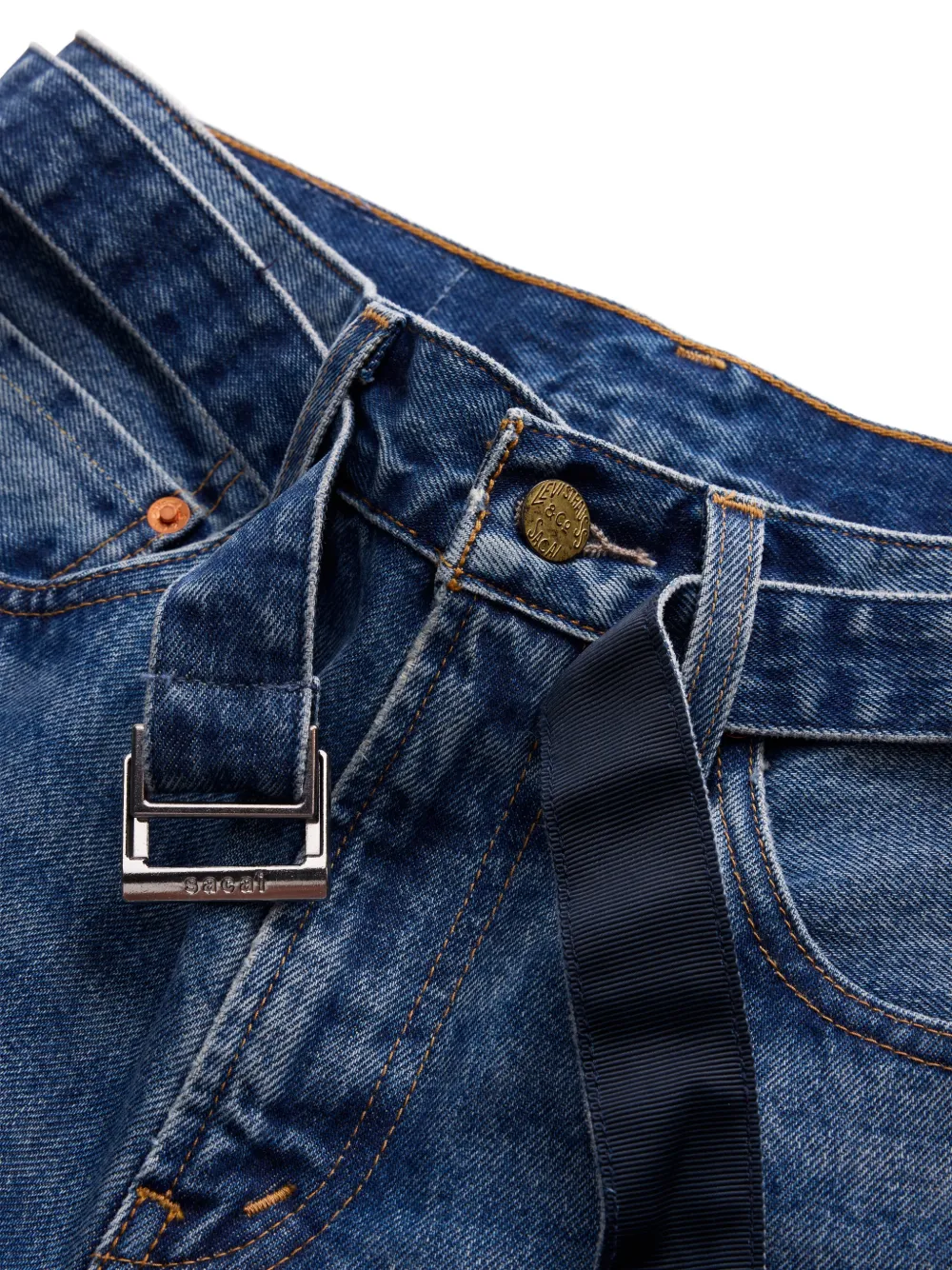sacai x Levi´s belted flared jeans Blauw