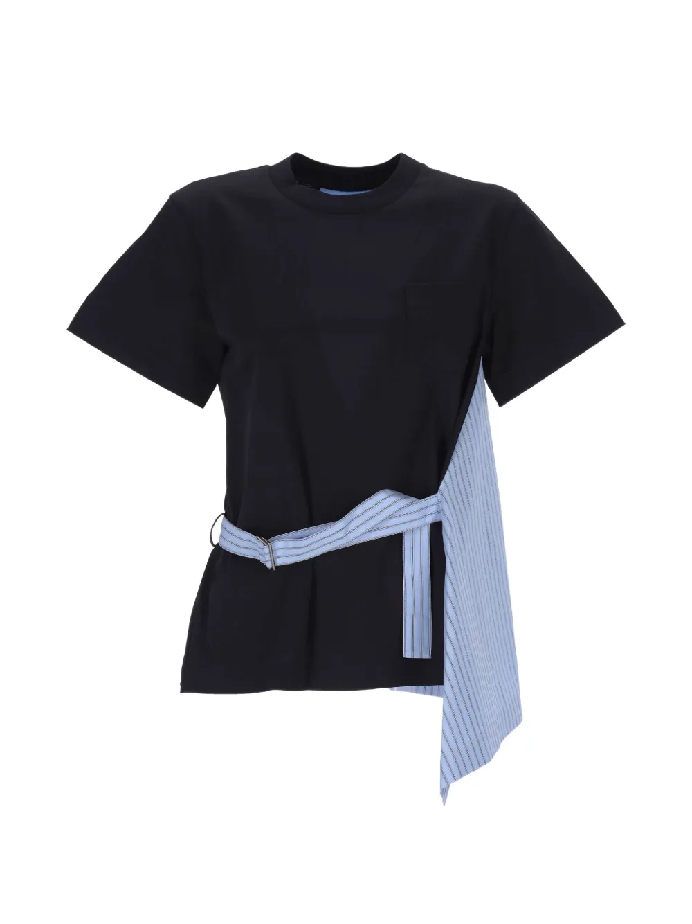 Sacai belted asymmetric T-shirt Blauw