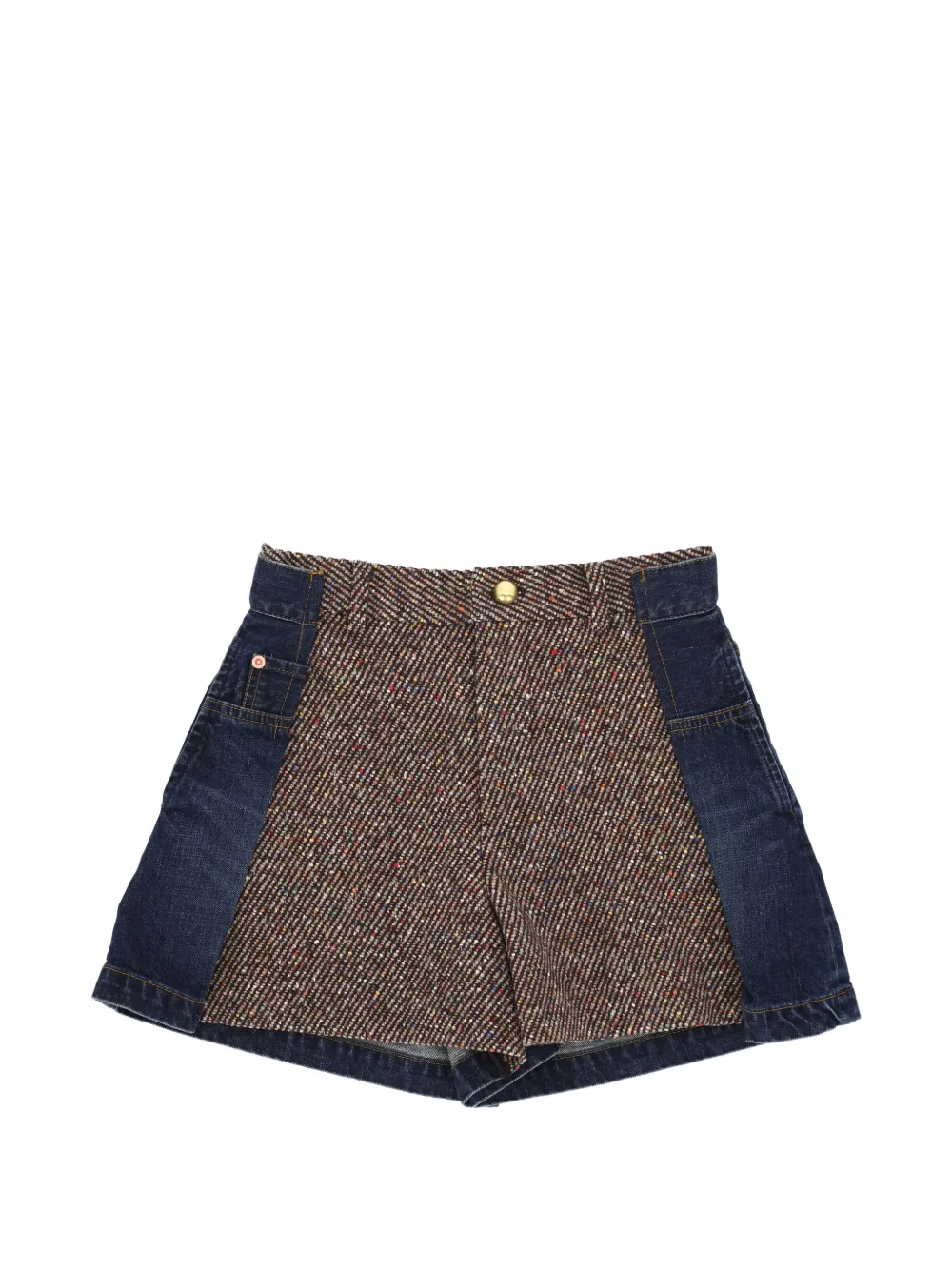 Sacai panelled denim shorts Beige