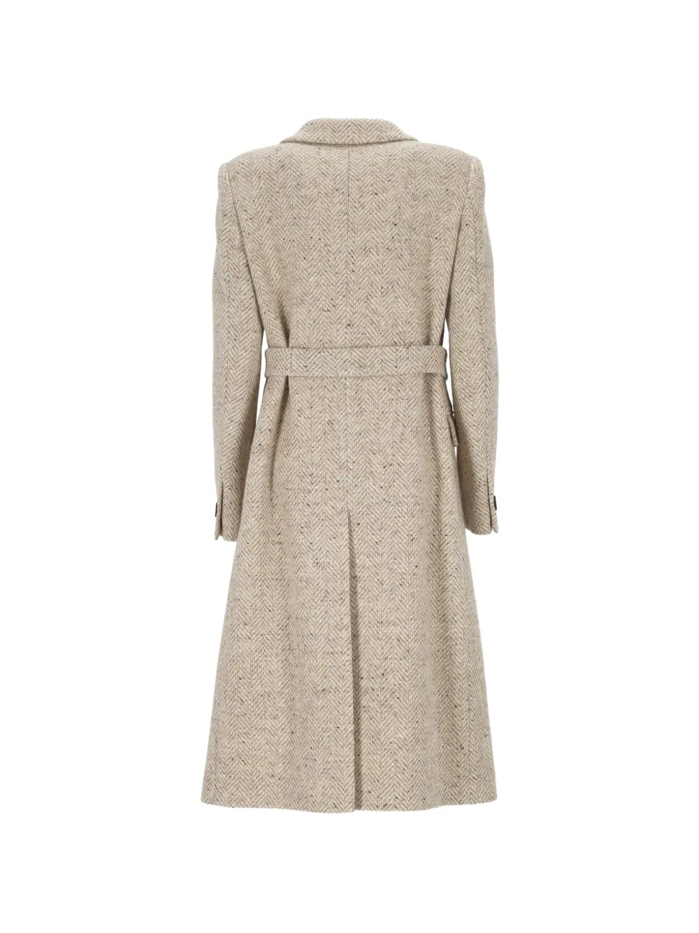 Tagliatore herringbone-pattern belted coat Beige
