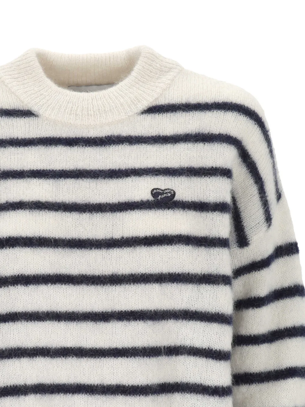 Maison Labiche Honnorat heart-patch striped sweater Wit