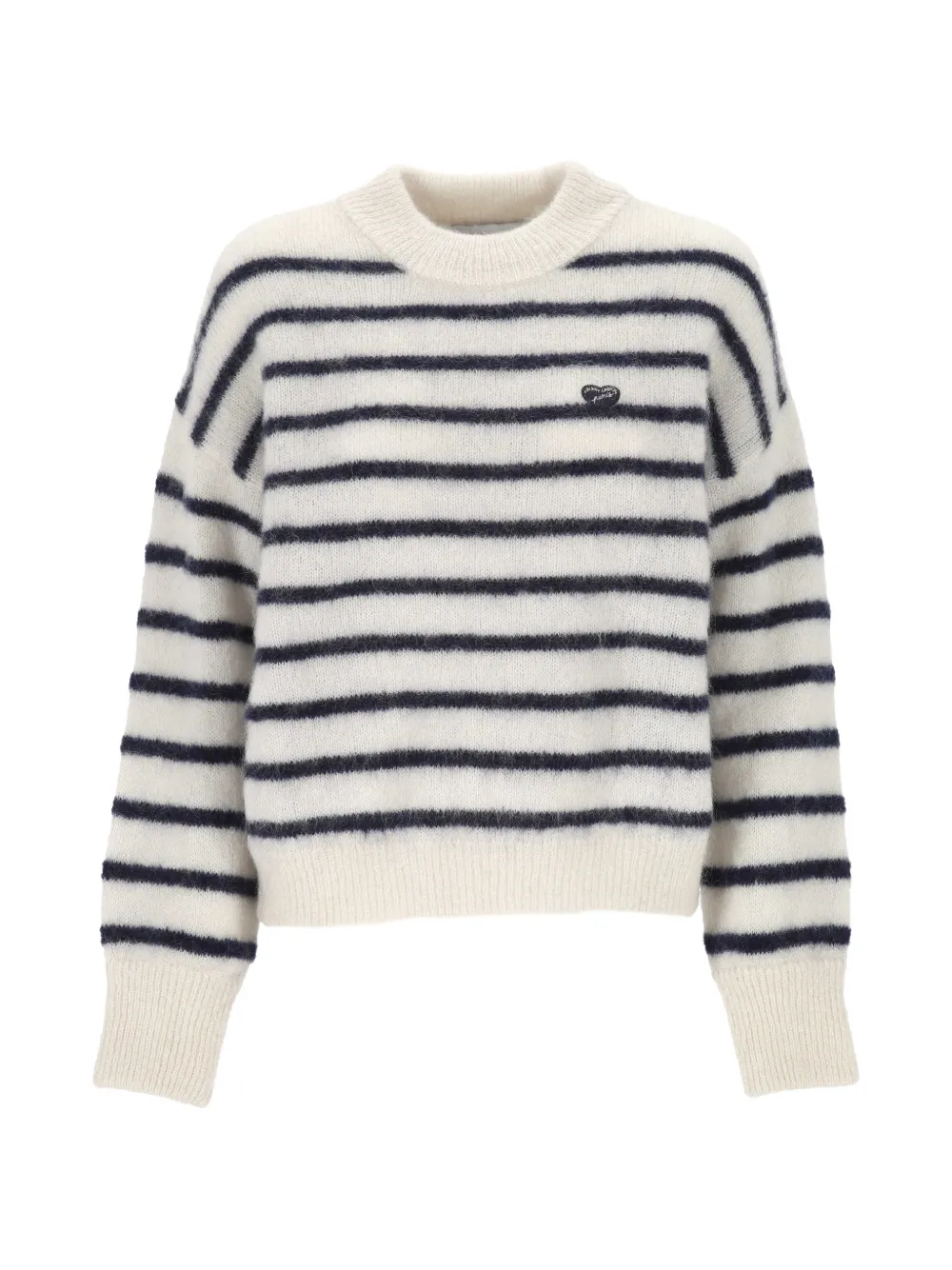 Maison Labiche Honnorat heart-patch striped sweater - Weiß