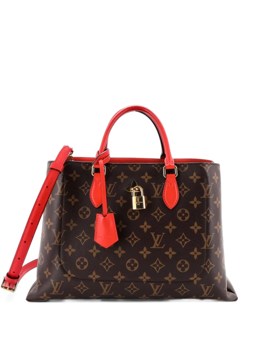 Louis Vuitton Pre-Owned Flower Monogram Canvas with Leather tote bag - Marrone