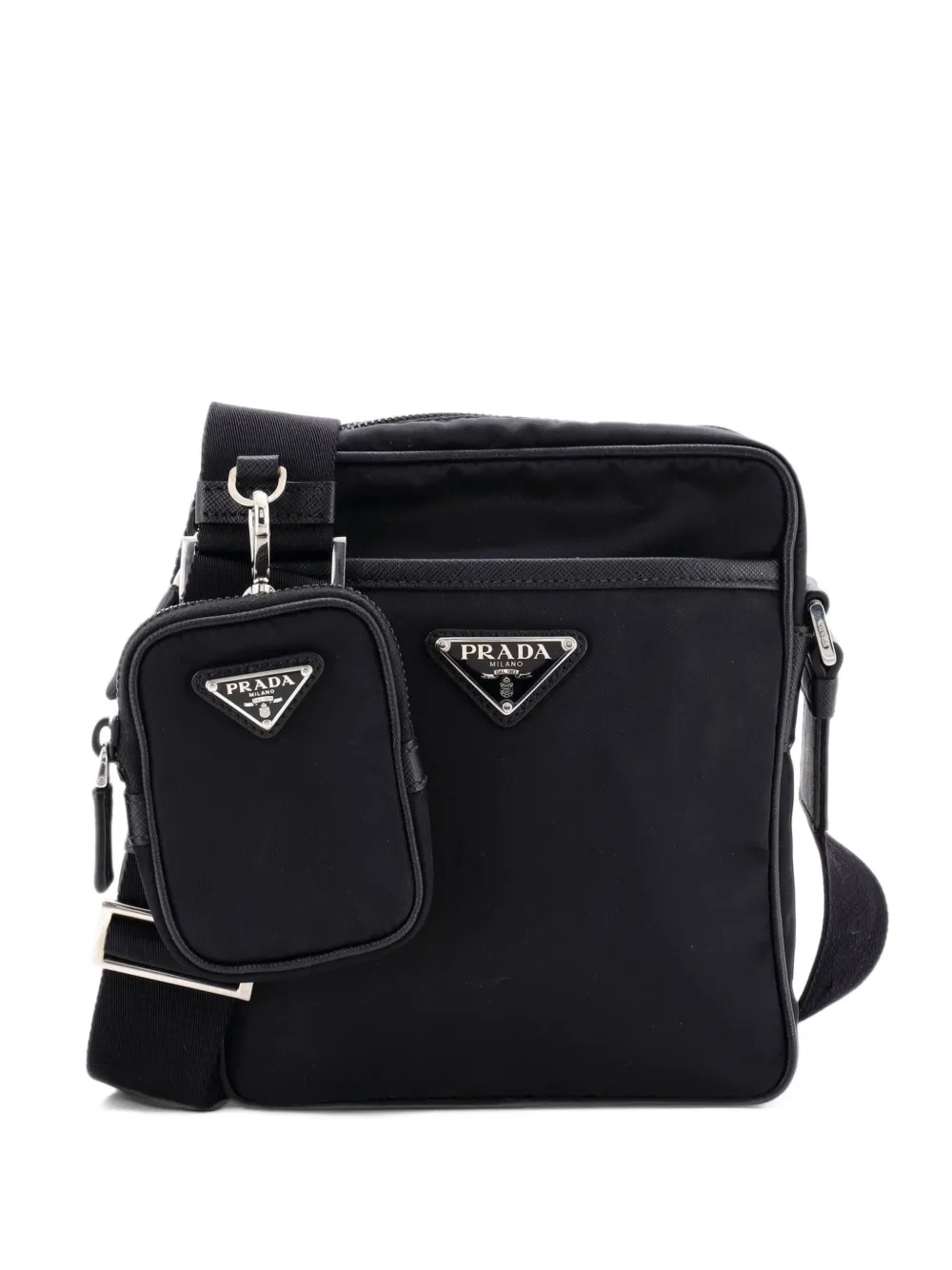 Prada Pre-Owned Re-Edition Front Pocket Messenger Bag Tessuto Small crossbody bag - Nero