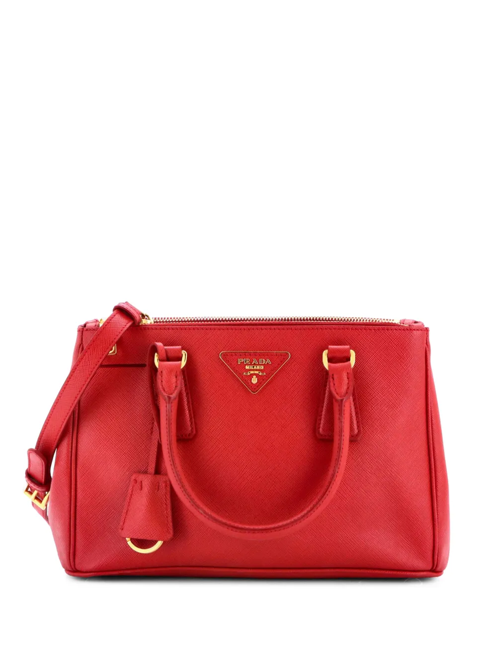 Prada Pre-Owned Double Zip Lux Saffiano Leather Small tote bag - Rosso