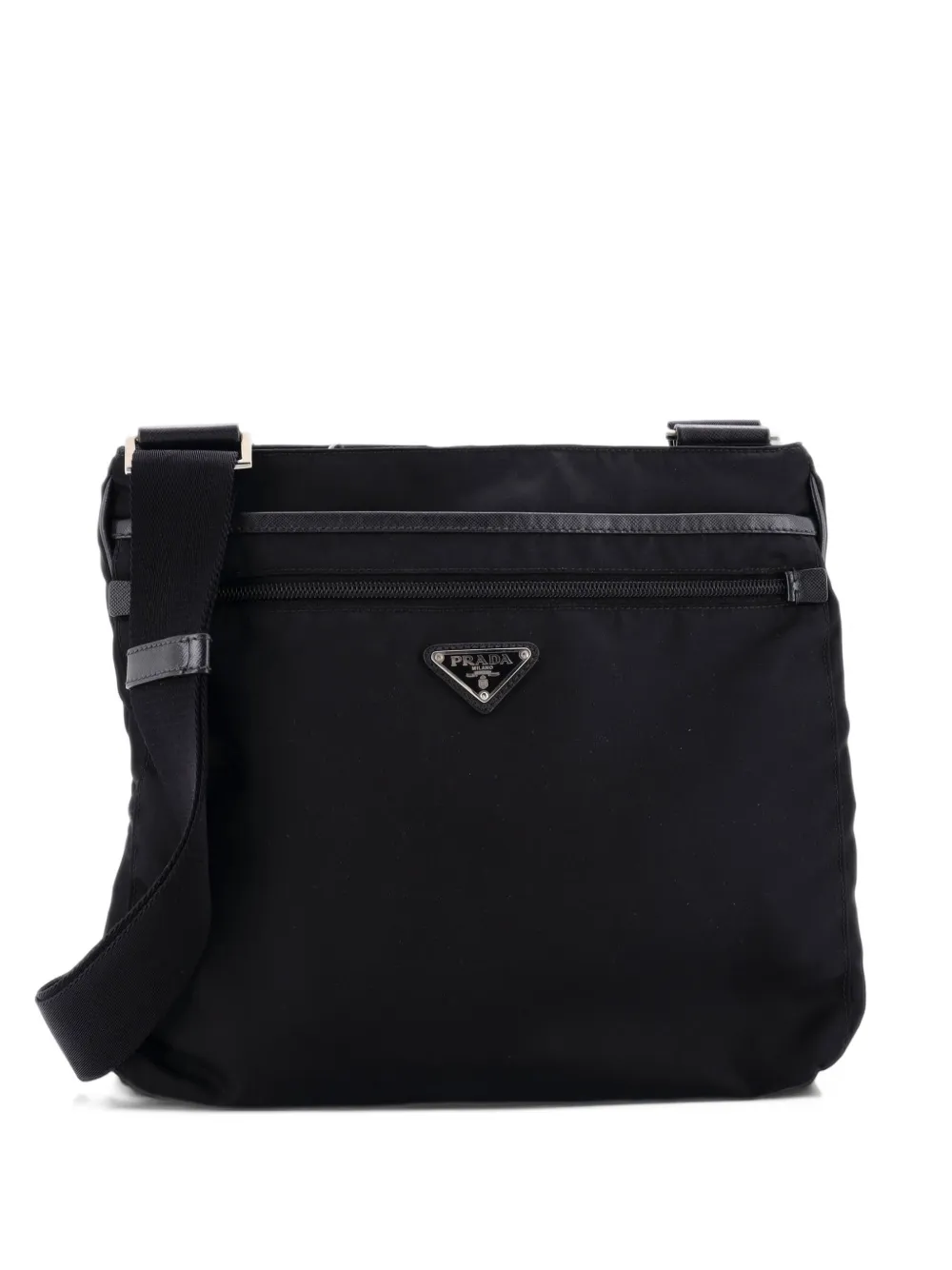 Prada Pre-Owned Front Pocket Messenger Bag Tessuto Medium crossbody bag - Nero
