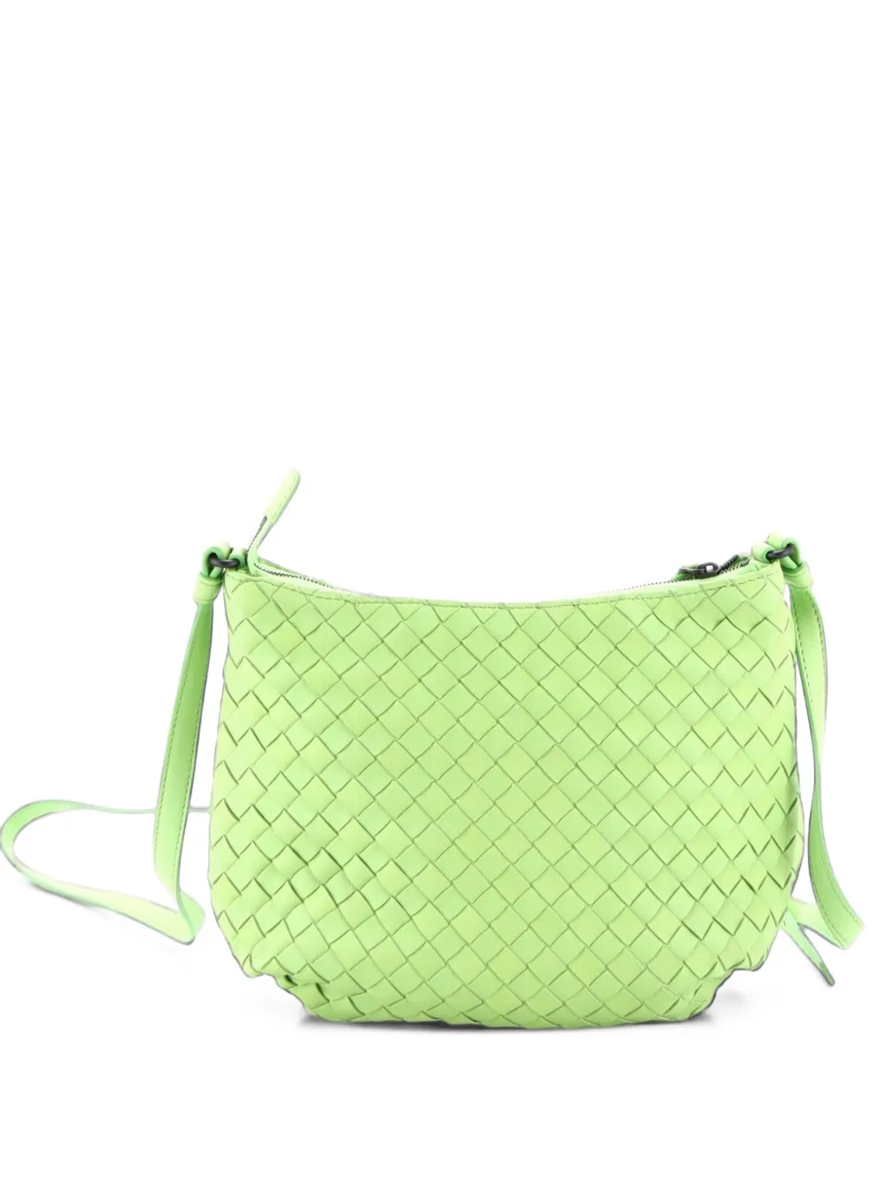 Bottega Veneta Pre-Owned Saddle Zip Messenger Bag Intrecciato Nappa Mini crossbody bag - Grün