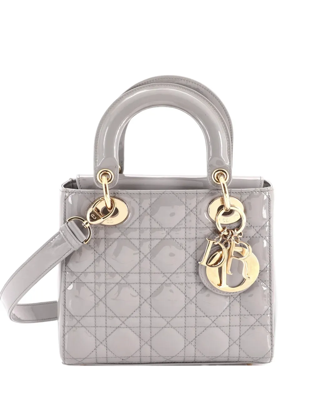 Christian Dior Pre-Owned Lady Dior Bag Cannage Quilt Patent Small satchel - Grau
