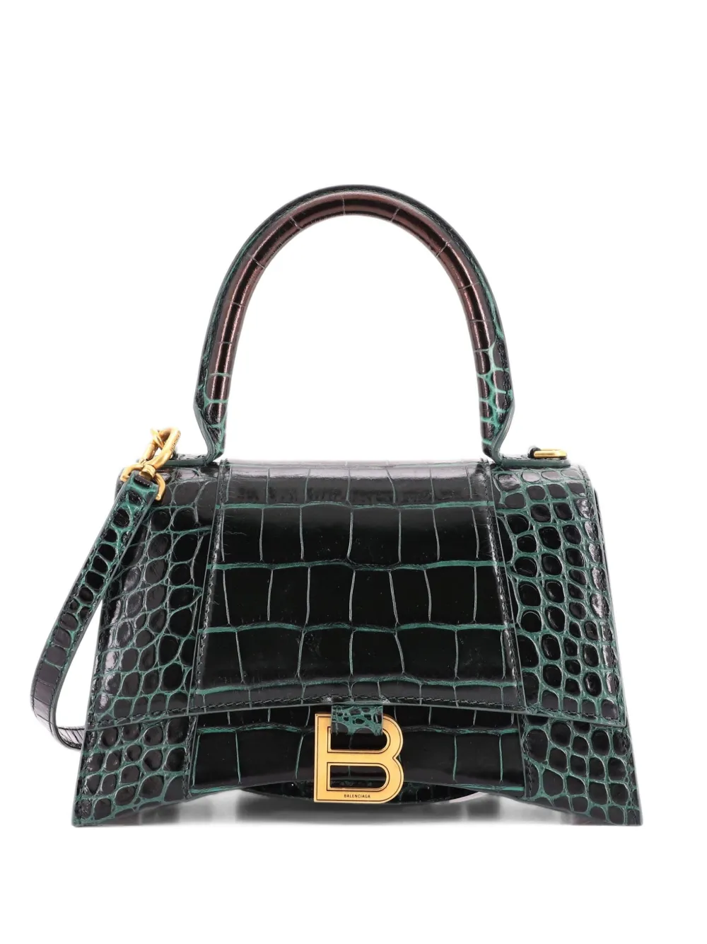 Balenciaga Pre-Owned Hourglass Top Handle Bag Crocodile Embossed Leather Small crossbody bag - Grün