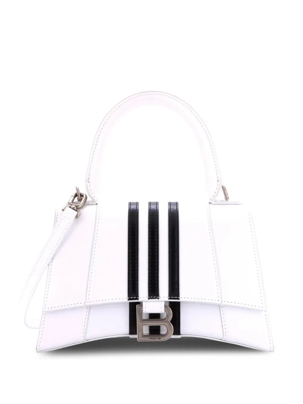 Balenciaga Pre-Owned x adidas Hourglass Top Handle Bag Leather Small satchel - Bianco