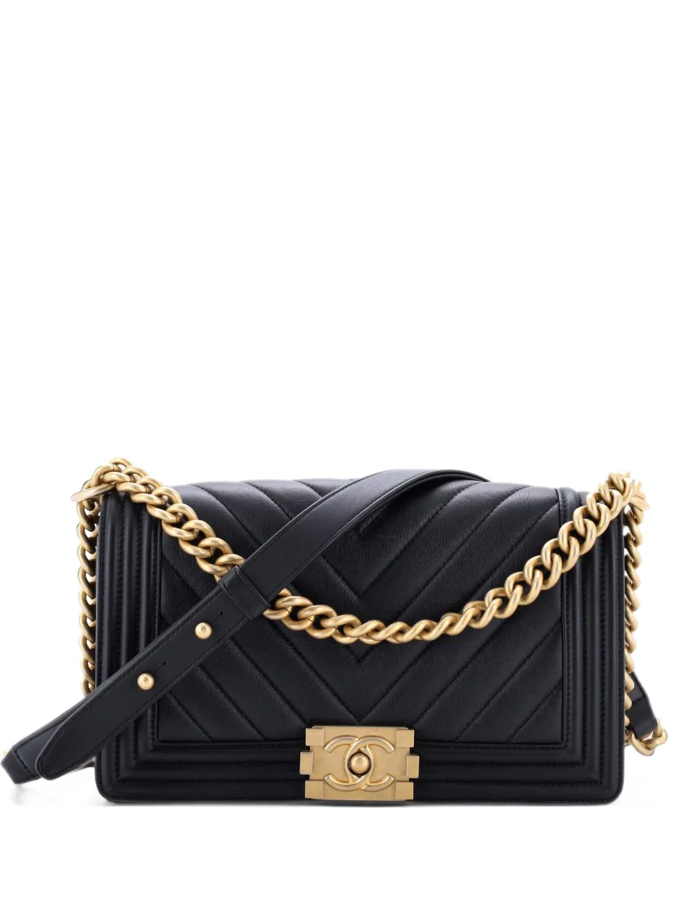 CHANEL Pre-Owned Boy Flap Bag Chevron Calfskin Old Medium shoulder bag - Schwarz