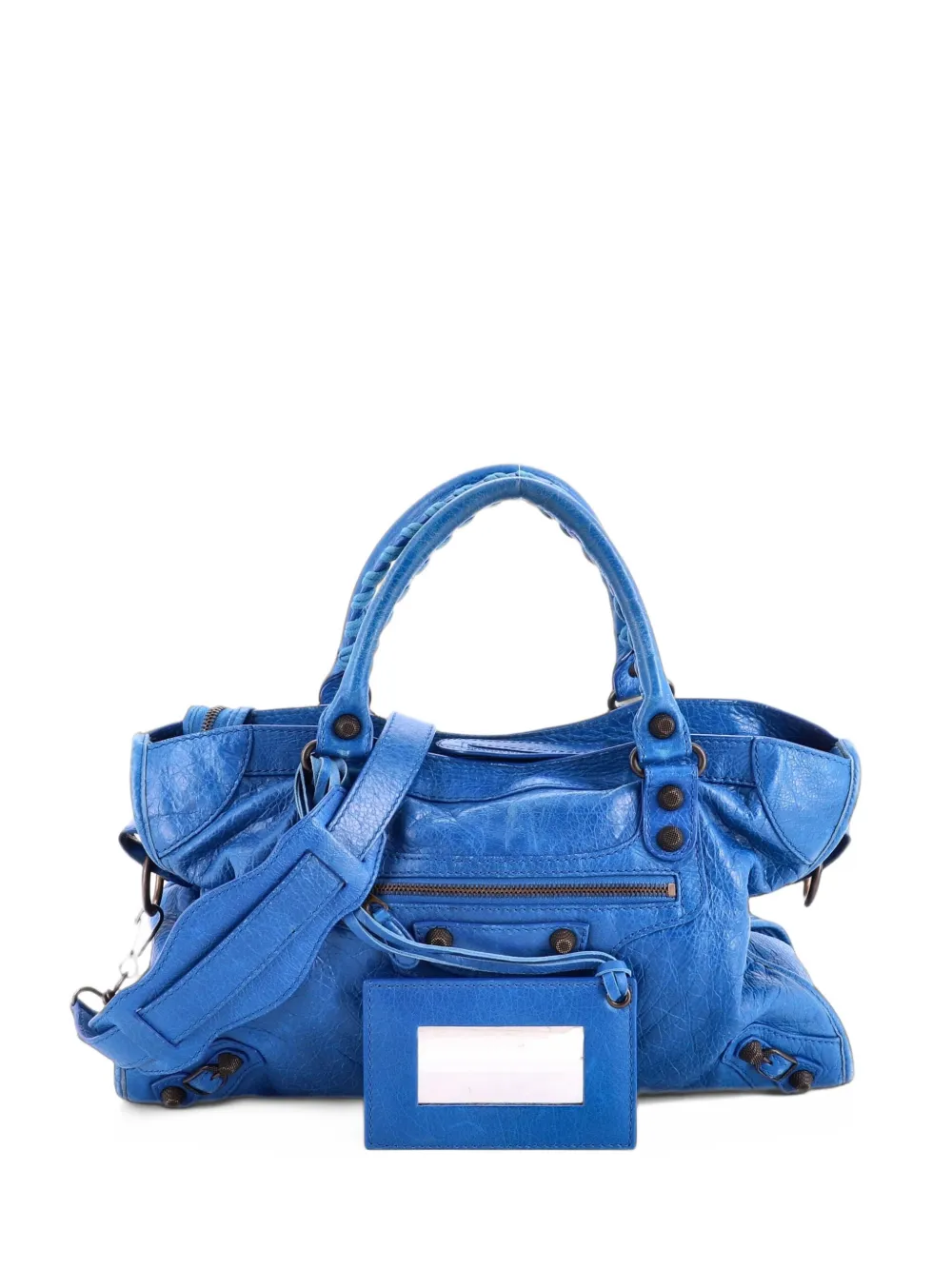 Balenciaga Pre-Owned Mittelgroße City Classic Satchel-Tasche aus Leder mit Nieten - Blau