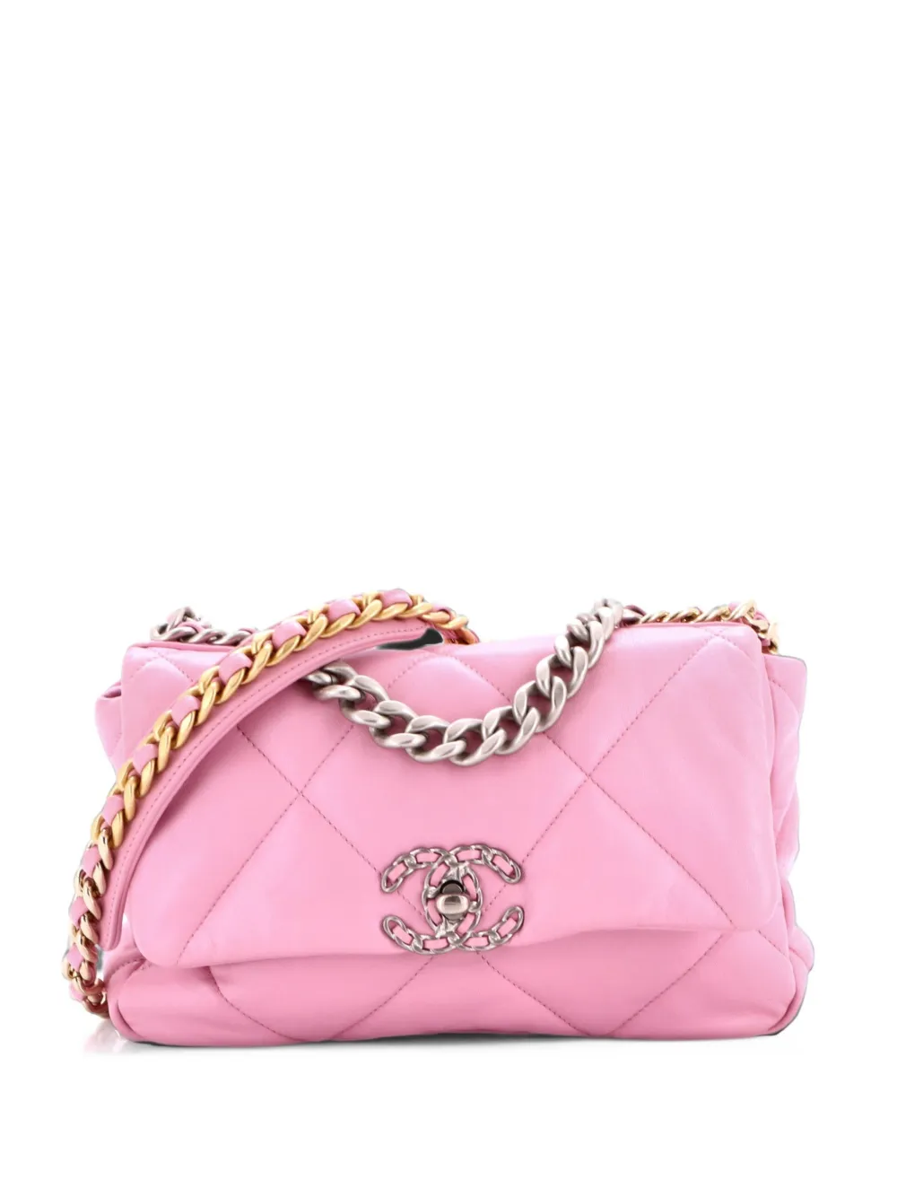 CHANEL Pre-Owned 19 Flap Bag Quilted Leather Medium crossbody bag - Rosa