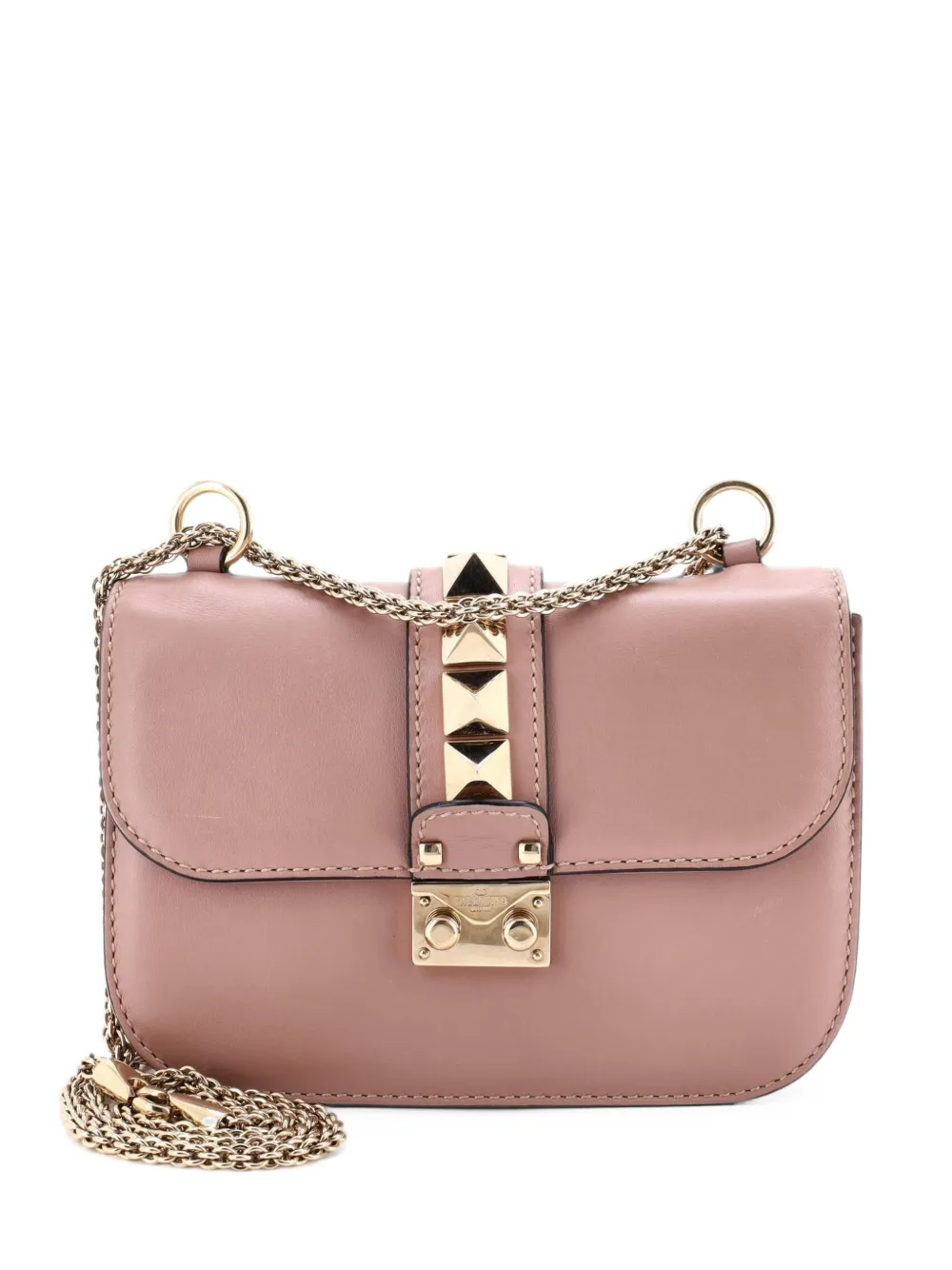 Valentino Garavani Pre-Owned Glam Lock Leather Small shoulder bag - Nude