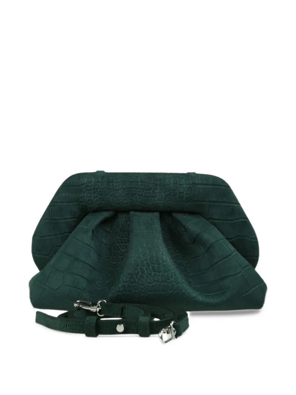 Themoirè medium Bios crocodile-effect ruched clutch bag Groen