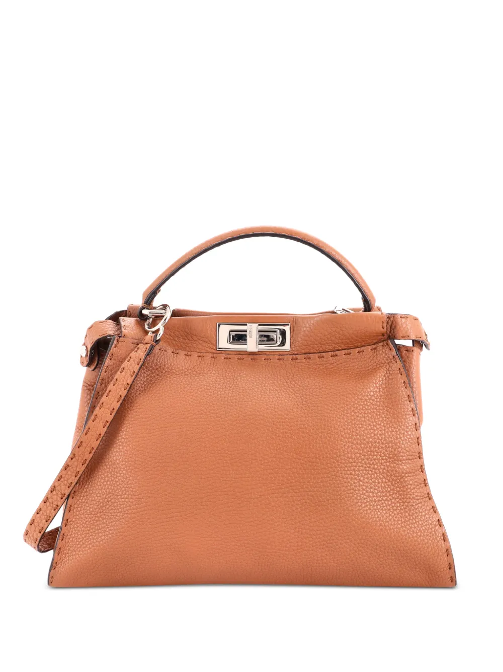 Fendi Pre-Owned Selleria Peekaboo Regular Satchel-Tasche aus festem Leder - Braun